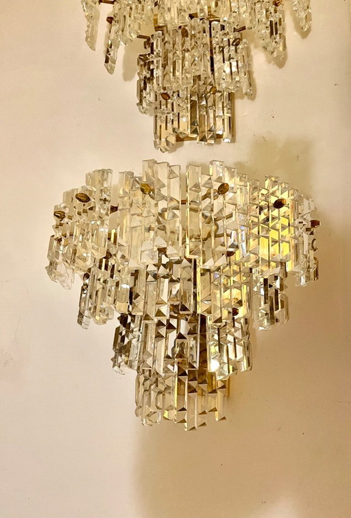 Kinkeldey sconces crystal pair large model , 1970s