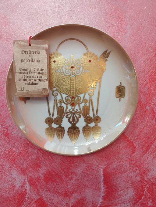 5 Morbelli collectible decorative plates in gold and platinum