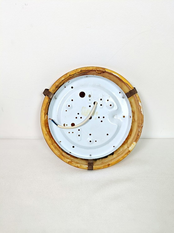 Image 1 of Vintage Glass Sconce / Glass Flush Mount Light / Mid Century Wall or Ceiling Lamp / Retro Round Sconce / Yugoslavia / 1970s