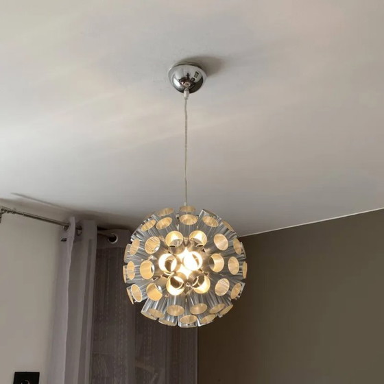 Lampada a sospensione Spoutnik. 1980. Space age., Lampade a sospensione, Metallo, Argentato (foto 2 di 6)