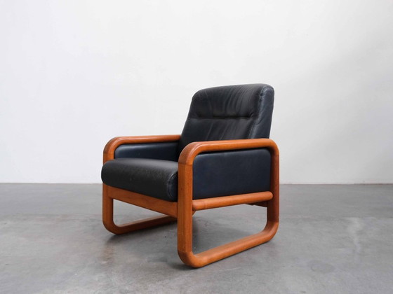 Fauteuil Lounge Vintage Danois en Teck – Wood, Leather (photo 4 of 7)