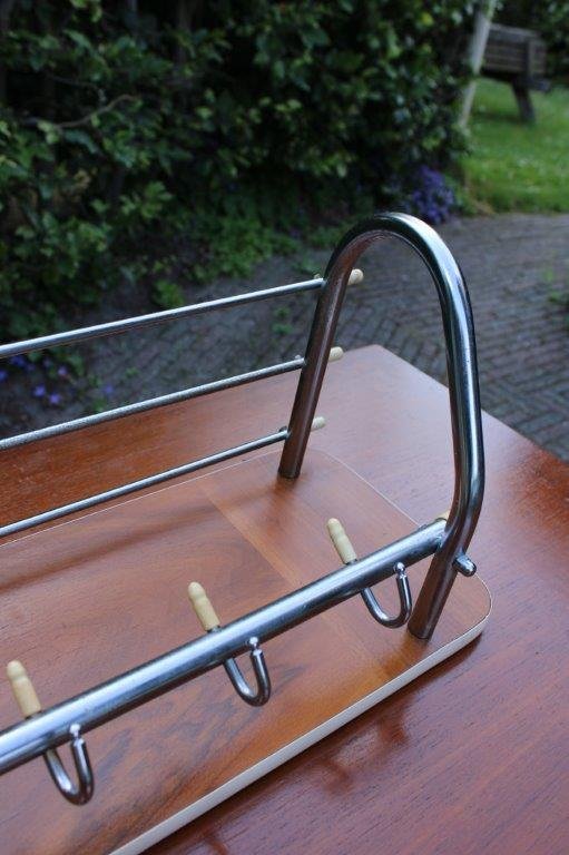 Image 1 of Vintage 60s/70s coat rack with chrome and wood