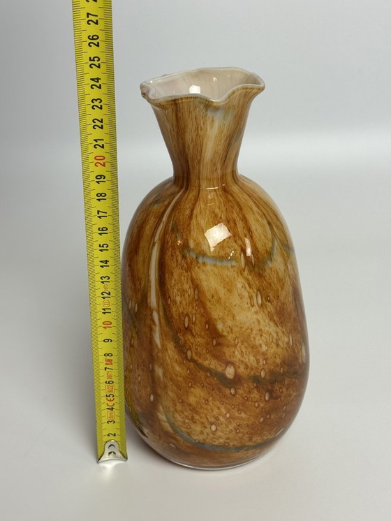 Image 1 of Mid-Century Artisan Hand-blown  Vase in Indian Summer Hues with Scalloped Rim by Fidrio, The Netherlands, 1990s