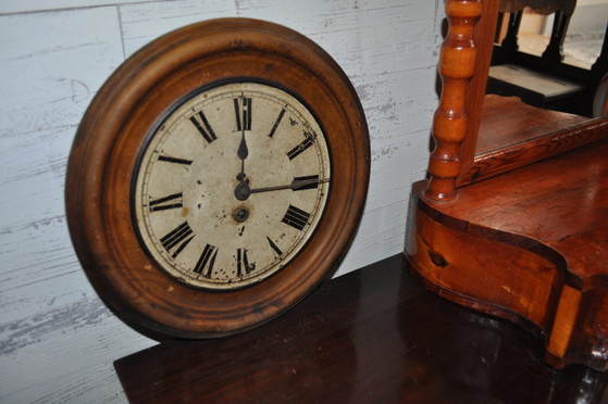 Train Station Clock – Wood, Metal, Vintage (photo 3 of 5)