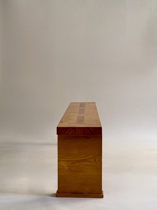 Oak and rosewood bench France 80s