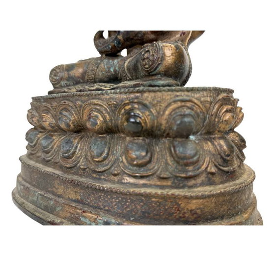 Tibetaans Boeddhabeeld met Medicijnschaal – Beeldhouwkunst, Bronze (photo 17 of 18)