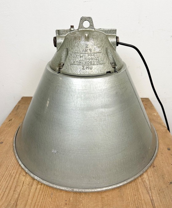 Image 1 of Grey Industrial Explosion Proof Lamp with Aluminum Shade from Zaos, 1970s