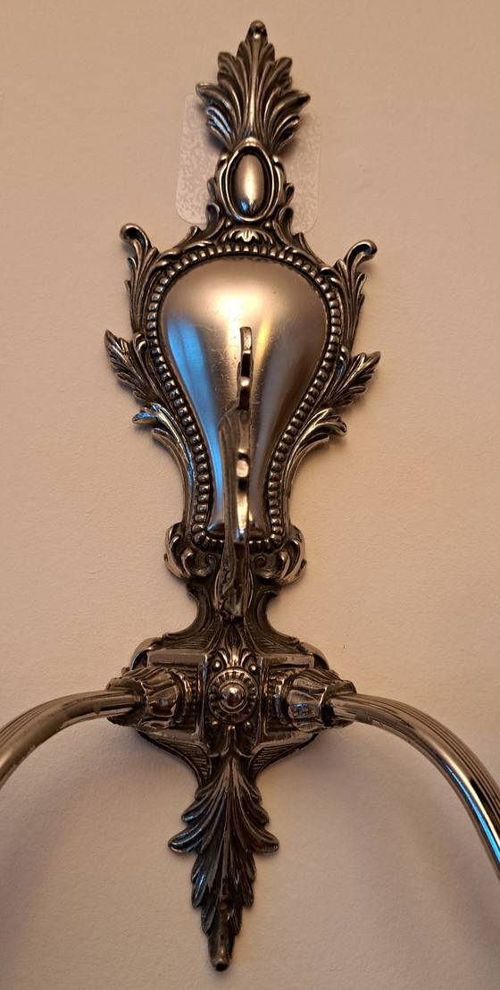 Image 1 of Vintage wandlampen – Rococo stijl – Set van 2 – Zilverkleurig – Uitstekende staat
