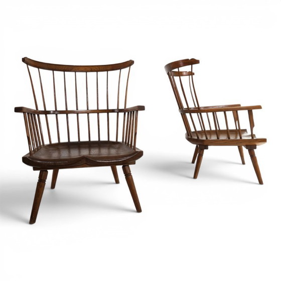 Image 1 of Par de sillones Windsor hechos a mano, Inglaterra, circa 1960.