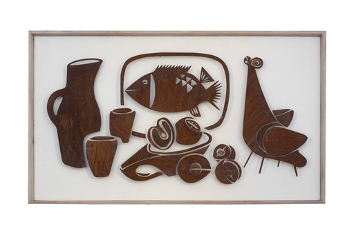 Decorative metal panel entitled "Natumo". Contemporary work.