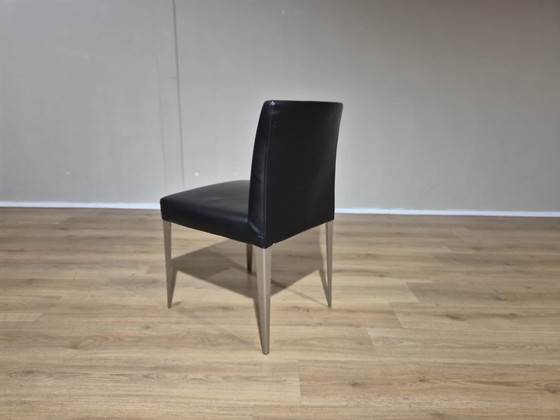 Image 1 of 4x B&B Italia Maxalto - Eetkamerstoelen Melandra - Zwart - Leer - Design