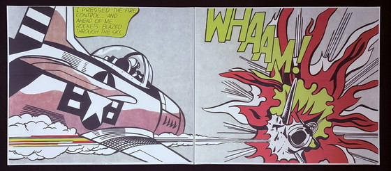 Image 1 of Roy Lichtenstein: Dittico "Whaam, ho premuto il pulsante di controllo del fuoco, 1963"