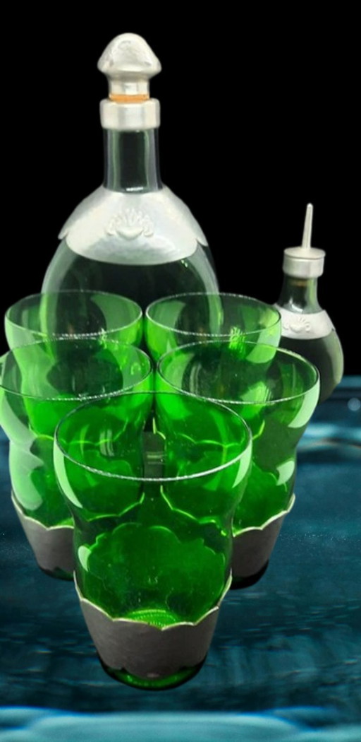 Service à boissons Art Déco A.D. Copier et Georg Nilsson pour verre Gero et Leerdam