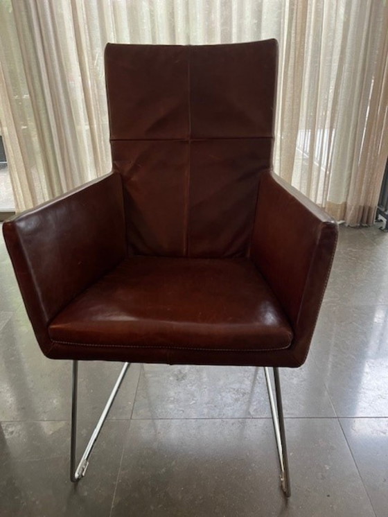 Image 1 of 8x Label Donna eetkamerstoelen, buffelleer, zeer goede staat voor 3750 euro (stuksprijs 469 euro), enkel als set te koop