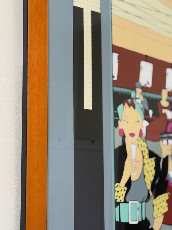 Image 1 of Serigrafia incorniciata "Café Costes", di Patrick Boussignac, stampata da Michel Caza, 1990