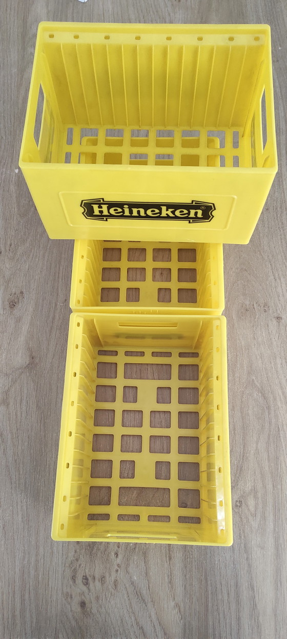 Image 1 of Casse per CD Heineken vintage gialle (set da 3) – Interni in stile Pop-Art anni '90