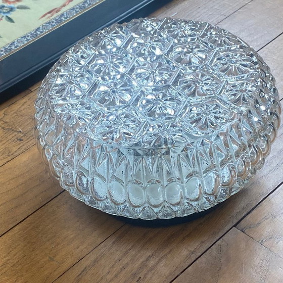 Image 1 of Kleine vintage wandlamp van antiek glas, plafondlamp, diameter 19 cm