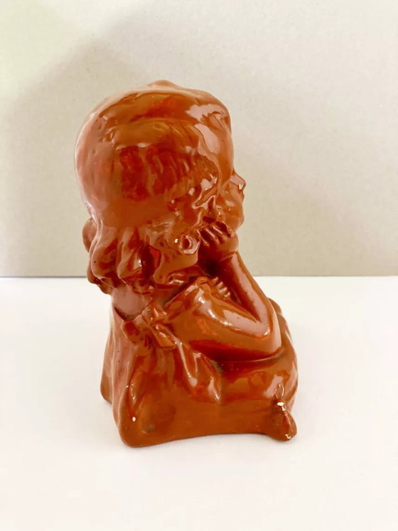 Image 1 of Busto in gesso di un bambino pensieroso