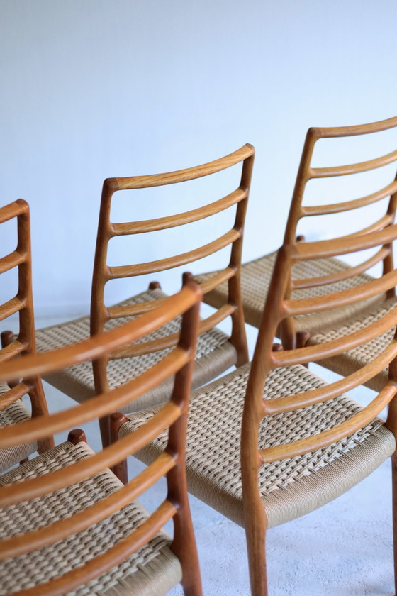 Set di 6 Sedie da pranzo vintage modello 82 papercord, Niels Otto Møller, Legno, Marrone (foto 8 di 12)