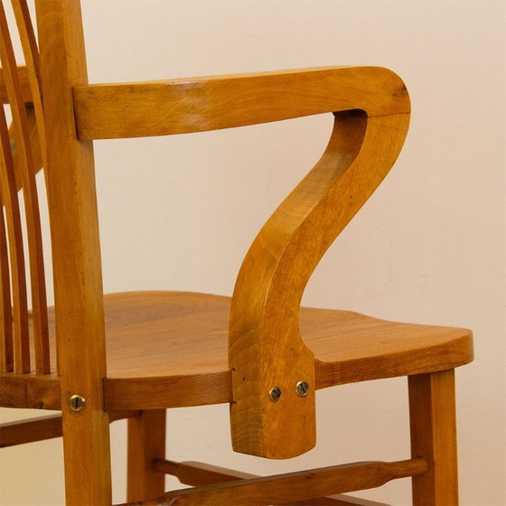 Image 1 of Chaise de bureau vintage espagnole en chêne des années 1940