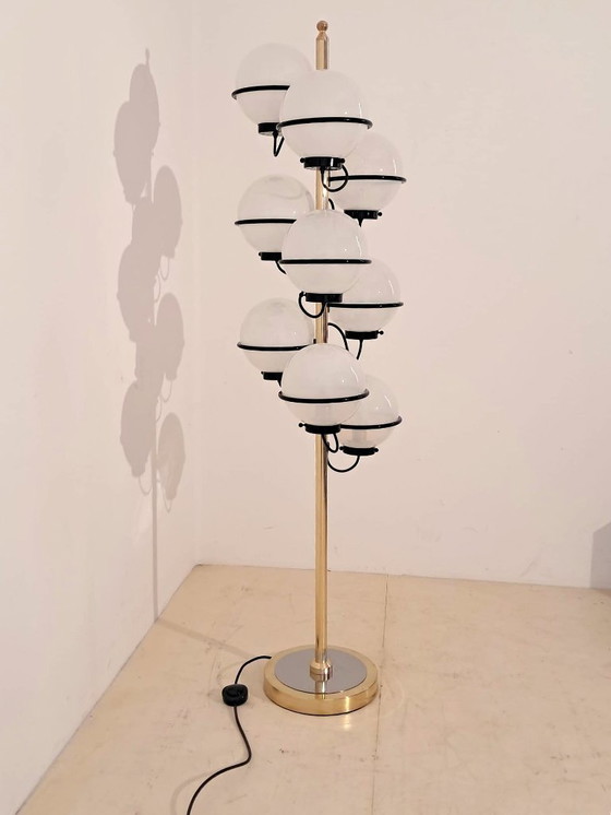 Image 1 of Gino Sarfatti-style floor lamp with 9 lights.