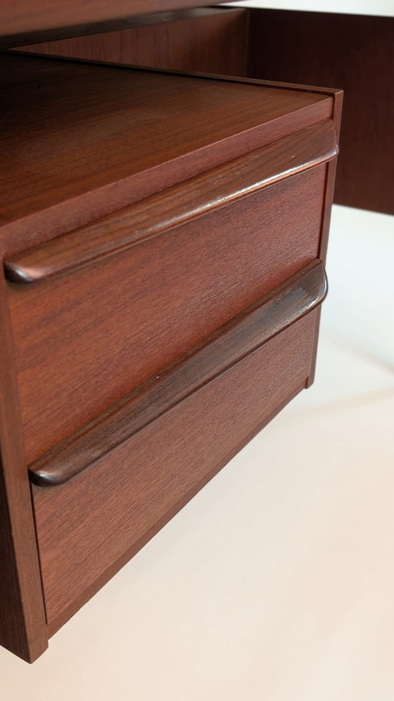 Image 1 of Iconic Mid-Century Teak Desk by Tijseling for Hulmefa made in the 1950s.