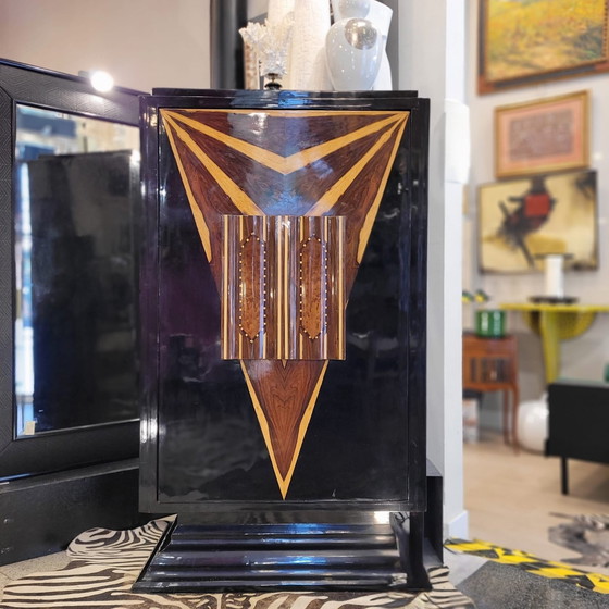 Image 1 of Mueble Bar, Madera Lacada y Marquetería de Maderas Exóticas, Art Déco, 30’s - Francia