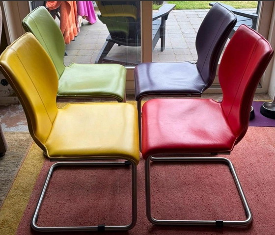 4x Bree's New World Luna Leather Dining Chairs – Metal (photo 4 of 5)