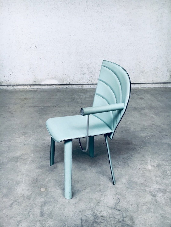Image 1 of Postmodern Design Leather Dining Chair set by Mario Morbidelli for Naos, Italy 1980's