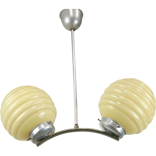 Lampada da soffitto Art Déco vintage con sfera gialla, Italia