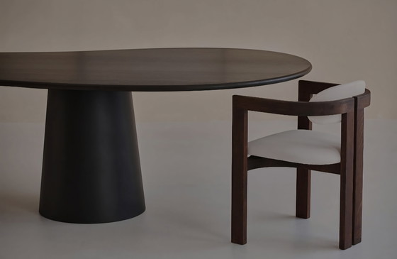 Image 1 of Sedia da pranzo Aime Té Japandi con seduta imbottita