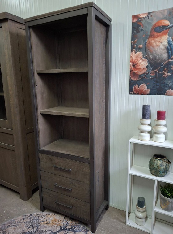 Image 1 of Aufbewahrungsschrank/Bücherregal aus Holz mit Metallrahmen, neu