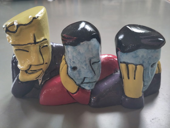 Image 1 of Herman Brood, resin sculpture, hear-see-speak-silence.