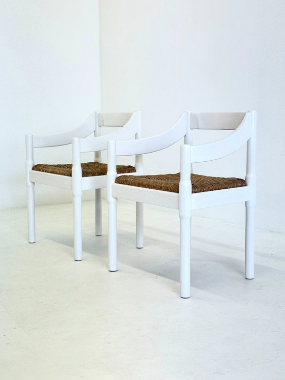 Image 1 of Set of two Carimate chairs by Vico Magistretti in white