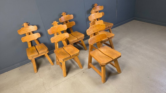 Image 1 of Vintage Spanish brutalist dining chairs, set of 6 - 1960s