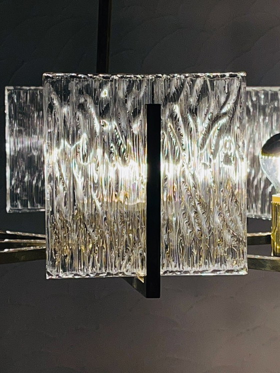 Image 1 of Vintage messing ijsglas kroonluchter