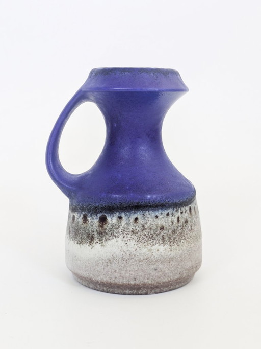 Steuler Keramik West-Duitsland vaas met blauw handvat, Fat Lava MCM 315/15 Cari Zalloni stijl
