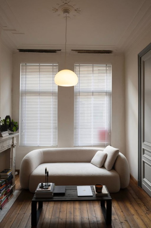 Kavehome - Martina Sofá de 3 plazas Martina en Bouclé Blanco Crudo con 2 cojines incluidos