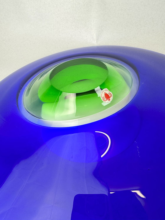 Image 1 of Ciotola d'arte in vetro Beranek vintage blu-verde (Repubblica Ceca)