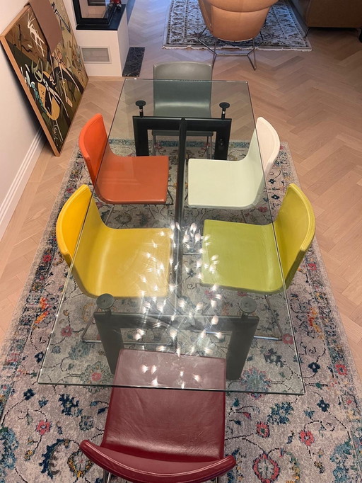 Beautiful glass table in Corbusier LC6 style