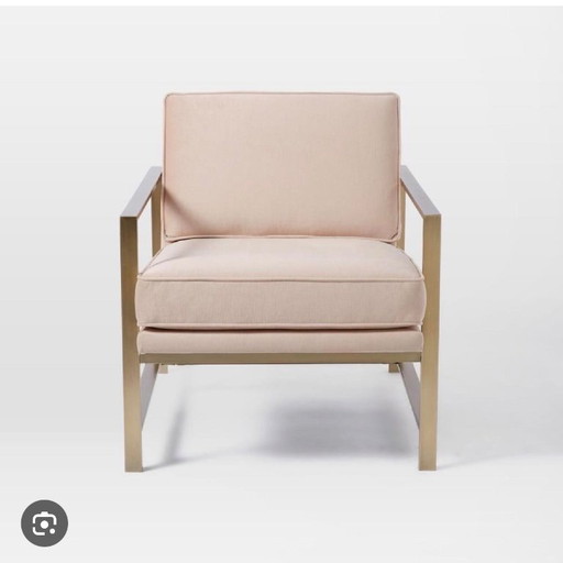 2x Samtstühle in Rosé und Messing