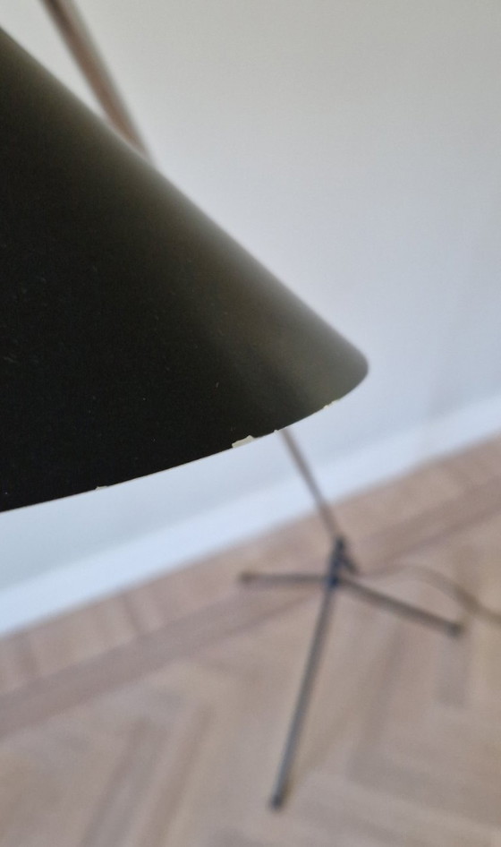 Image 1 of Vintage Stilnovo style floor lamp, black metal, Italian design, 1960s
