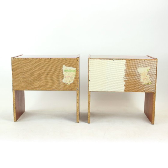 Image 1 of Ensemble de 2 tables de chevet carrées en acajou, Tchécoslovaquie, années 1970