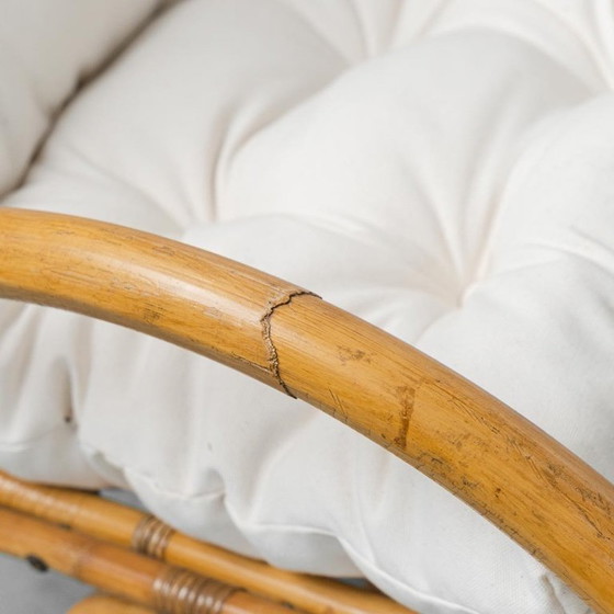 Image 1 of CHAISE À BASCULE VAN SLIEDREGT NOORDWOLDE ANNÉES 70 – DESIGN ROTIN NÉERLANDAIS VINTAGE