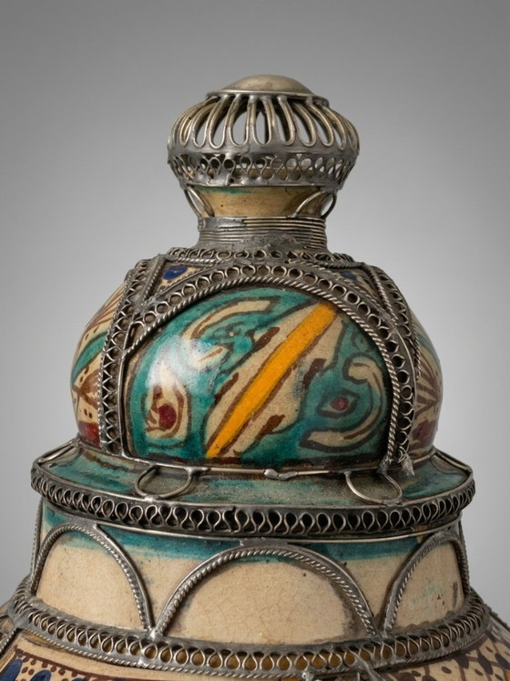 Große marokkanische Potiche aus Keramik und Metall – 38 cm – Dekorative Objekte, Ceramic (photo 8 of 15)