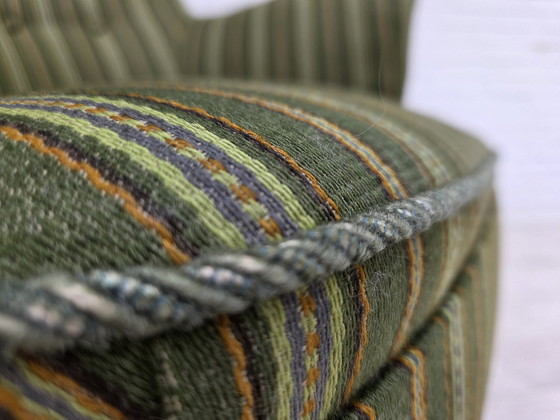 Image 1 of 1960er Jahre Dänischer Sessel, Grüne Möbelwolle, Teakholz