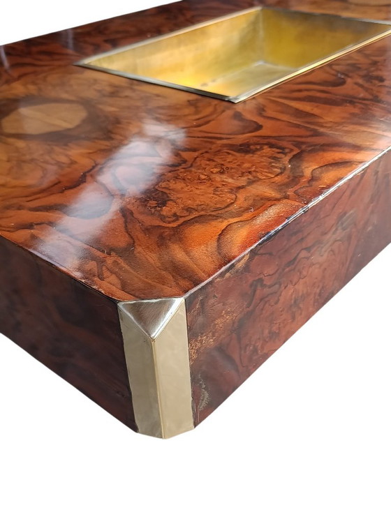 Willy Rizzo Table basse Alveo 1970s Mario Sabot Coctail Table Bois de ronce Laiton – Tables basses, Wood (photo 9 of 10)