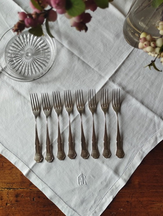 Image 1 of 8 petites fourchettes en métal argenté Sorsakoski