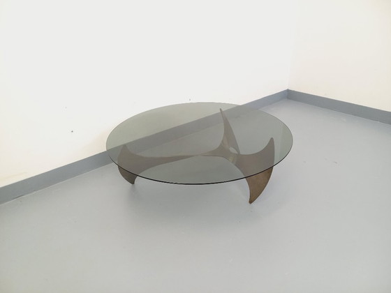 Image 1 of Vintage Propeller Coffee Table by Knut Hesterberg in Steel and Smoked Glass from the 1960s