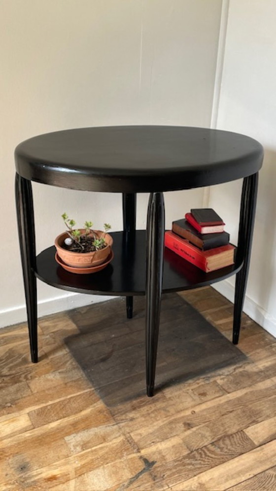 Image 1 of Art Deco Black Wood Console Table